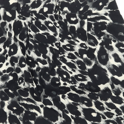 New Look Womens Black Geometric Jersey A-Line Skirt Size 8