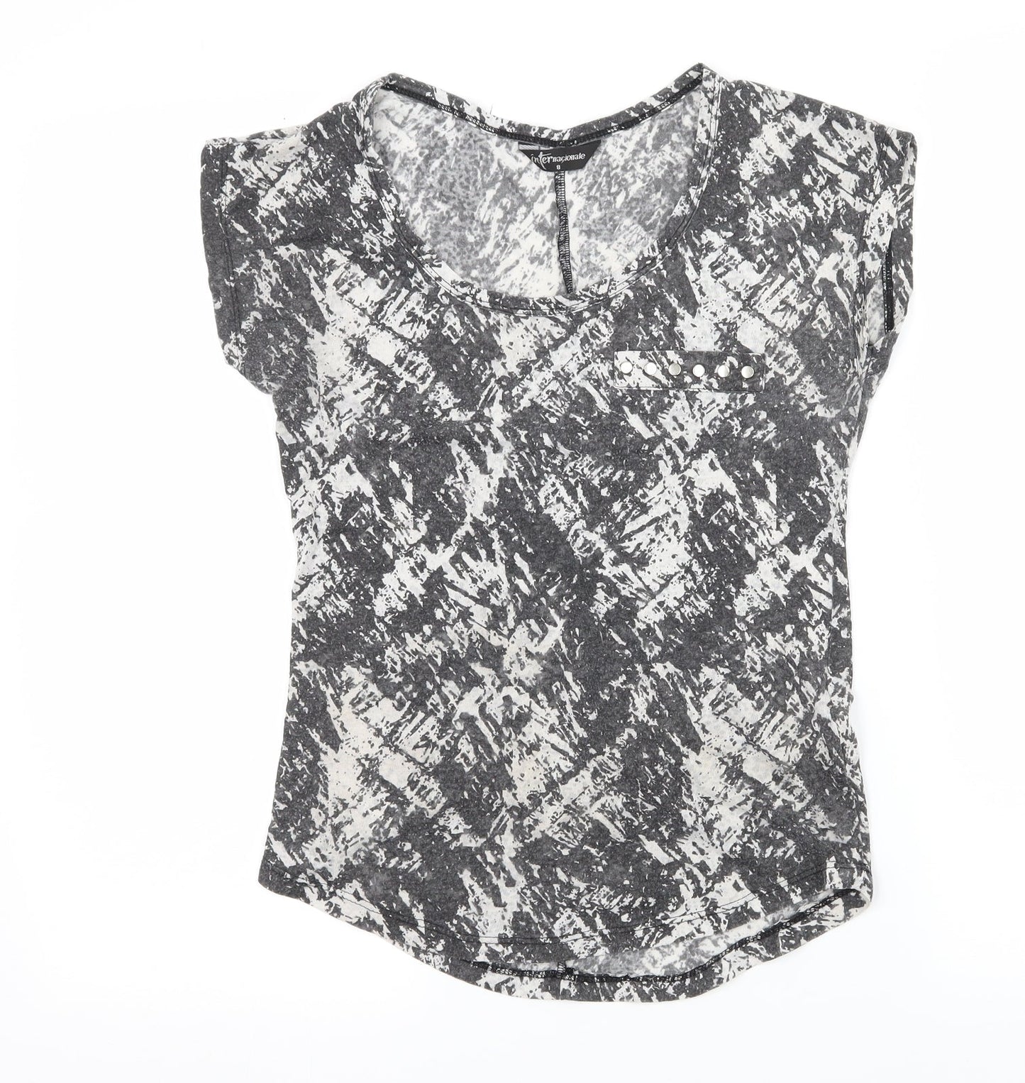 Womens UK Size 8 Internacionale Grey Basic T-Shirt