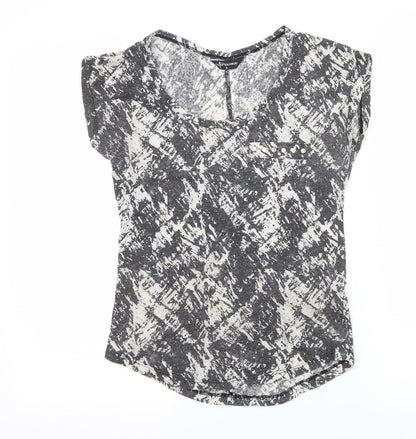 Womens UK Size 8 Internacionale Grey Basic T-Shirt