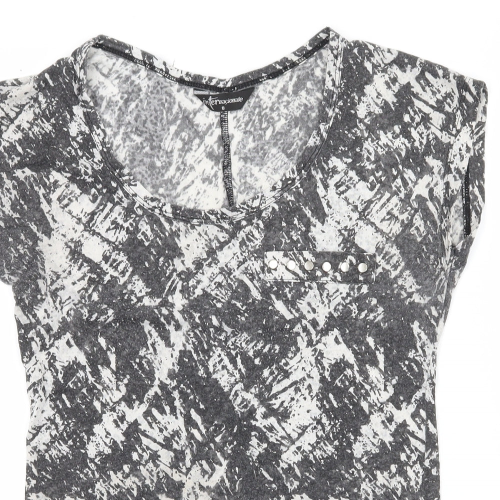 Womens UK Size 8 Internacionale Grey Basic T-Shirt