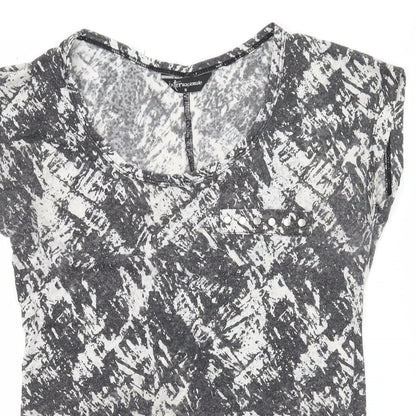 Womens UK Size 8 Internacionale Grey Basic T-Shirt