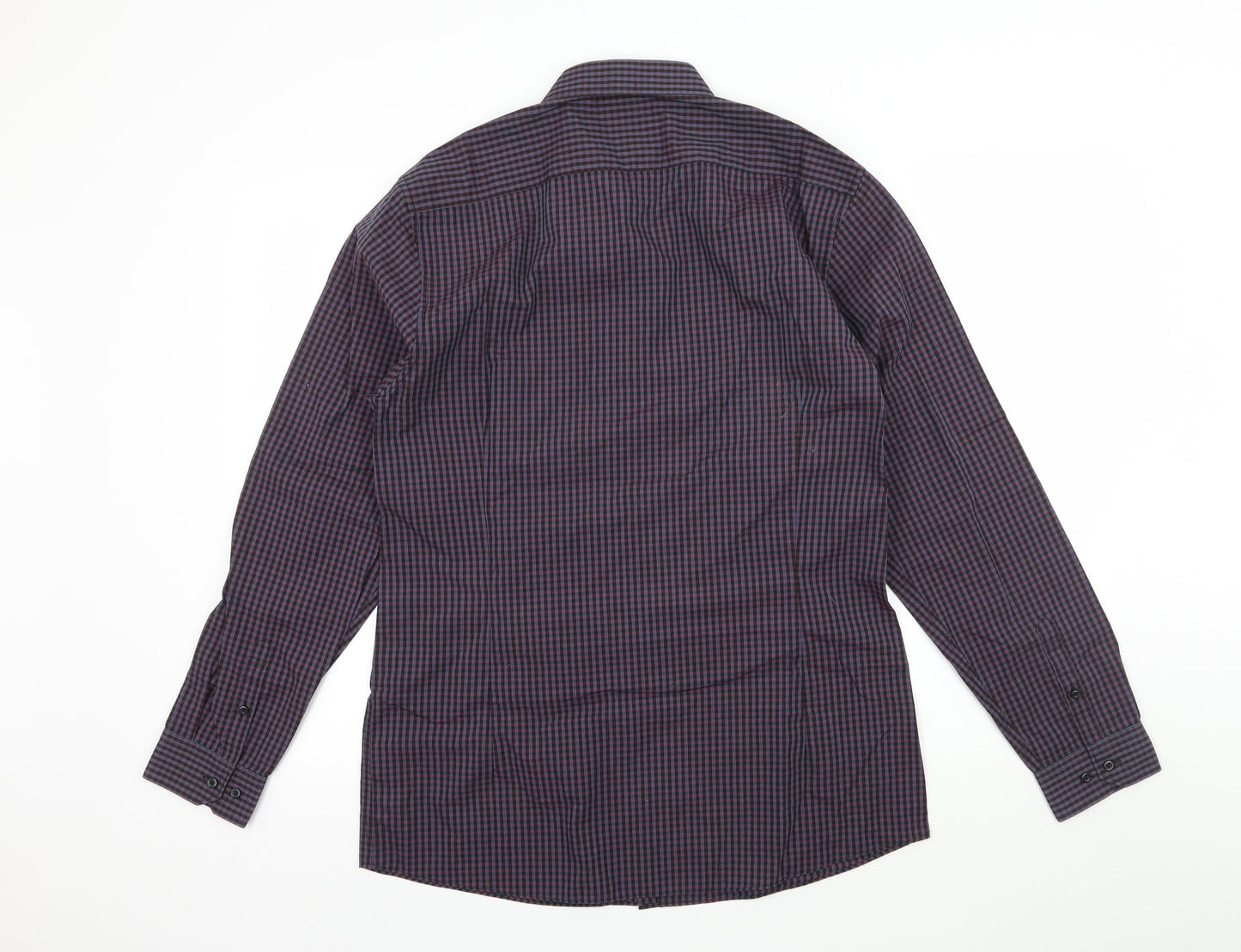 Red Herring Mens Purple Check   Button-Up Size 16