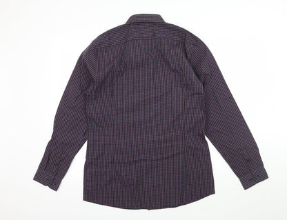 Red Herring Mens Purple Check   Button-Up Size 16