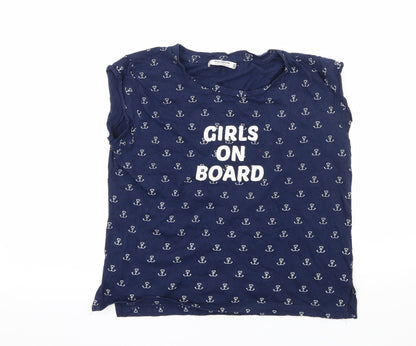 Womens UK Size S Pull&Bear Blue Basic T-Shirt