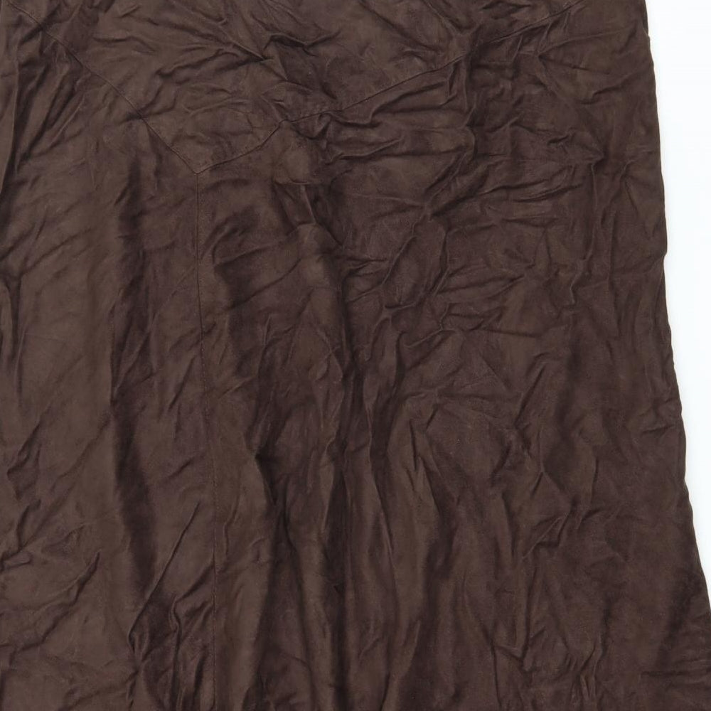 Maine Womens Brown  Velour Flare Skirt Size 14
