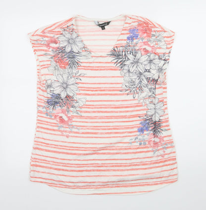 Bonmarché Womens Orange Striped Knit Basic T-Shirt Size 12