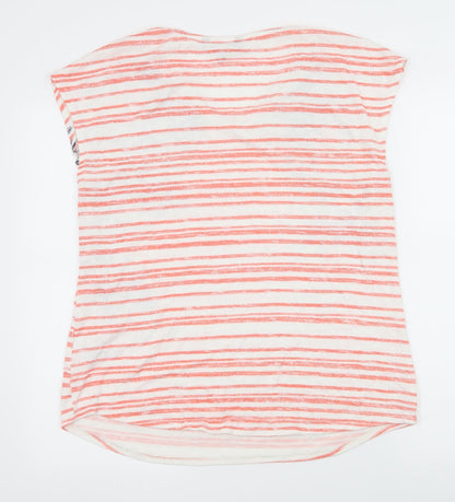 Bonmarché Womens Orange Striped Knit Basic T-Shirt Size 12