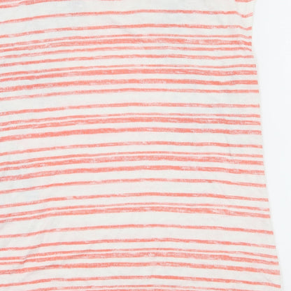 Bonmarché Womens Orange Striped Knit Basic T-Shirt Size 12