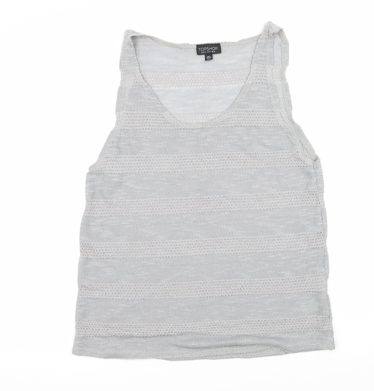 Womens UK Size 14 Topshop Green Basic Tank