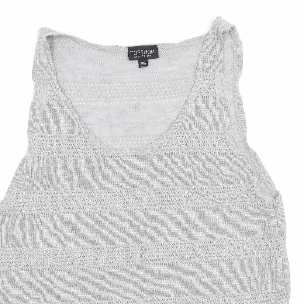 Womens UK Size 14 Topshop Green Basic Tank