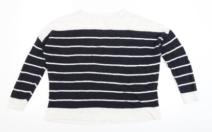 Phase Eight Womens White Striped  Pullover Jumper Size M