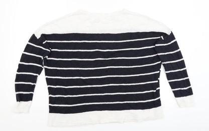 Phase Eight Womens White Striped  Pullover Jumper Size M