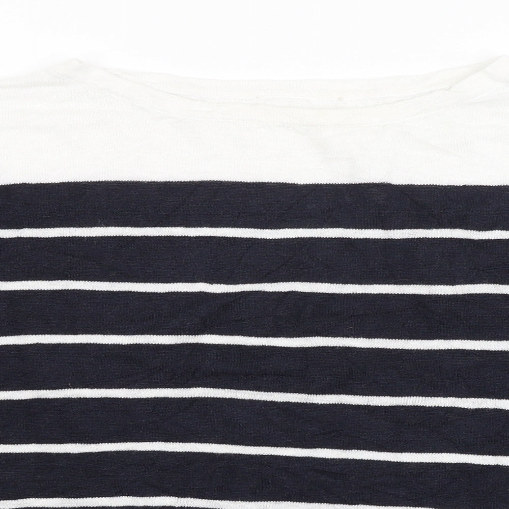 Phase Eight Womens White Striped  Pullover Jumper Size M