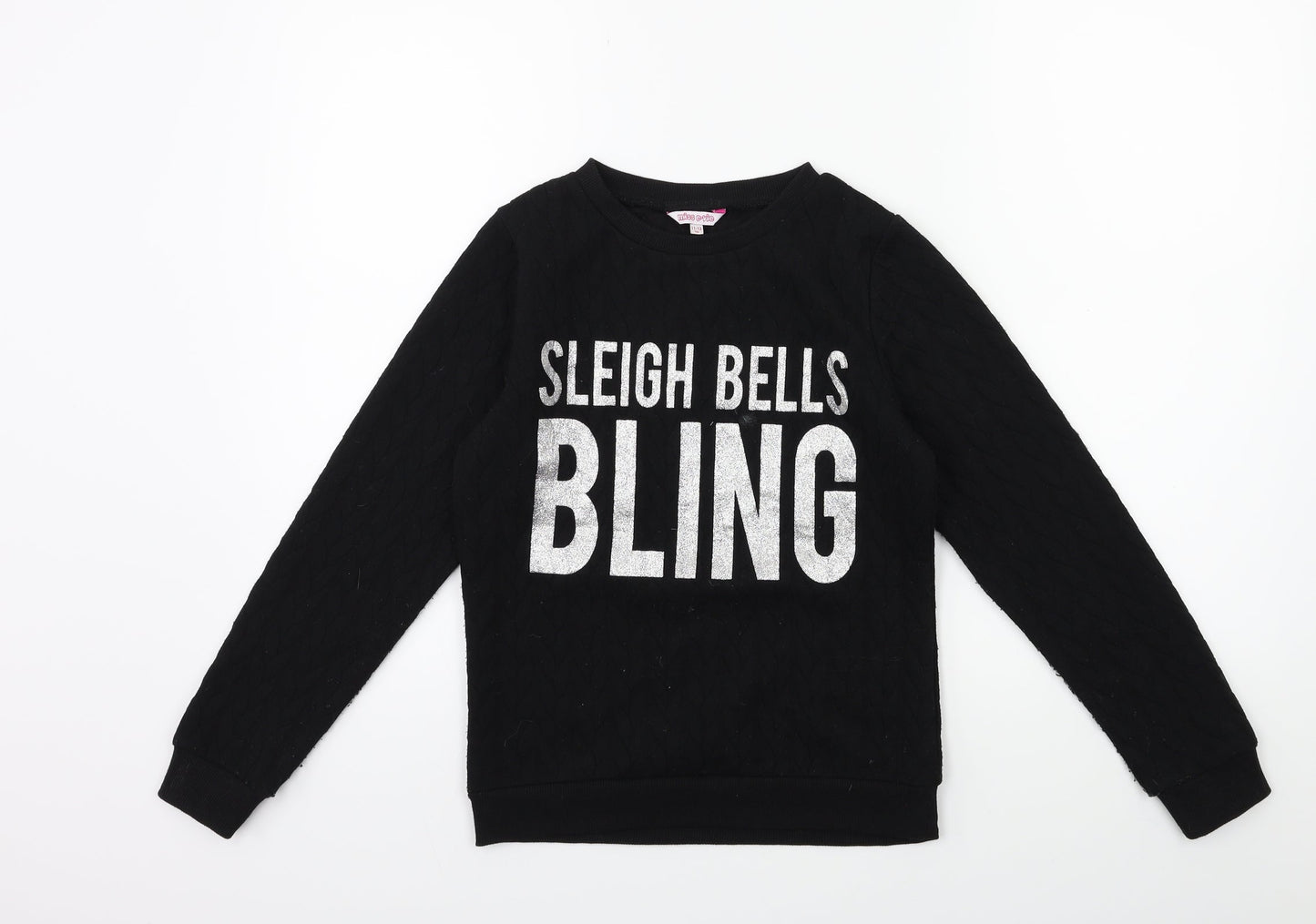 MISS EVIE Girls Black   Pullover Sweatshirt Size 11-12 Years  - CHRISTMAS