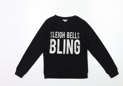 MISS EVIE Girls Black   Pullover Sweatshirt Size 11-12 Years  - CHRISTMAS