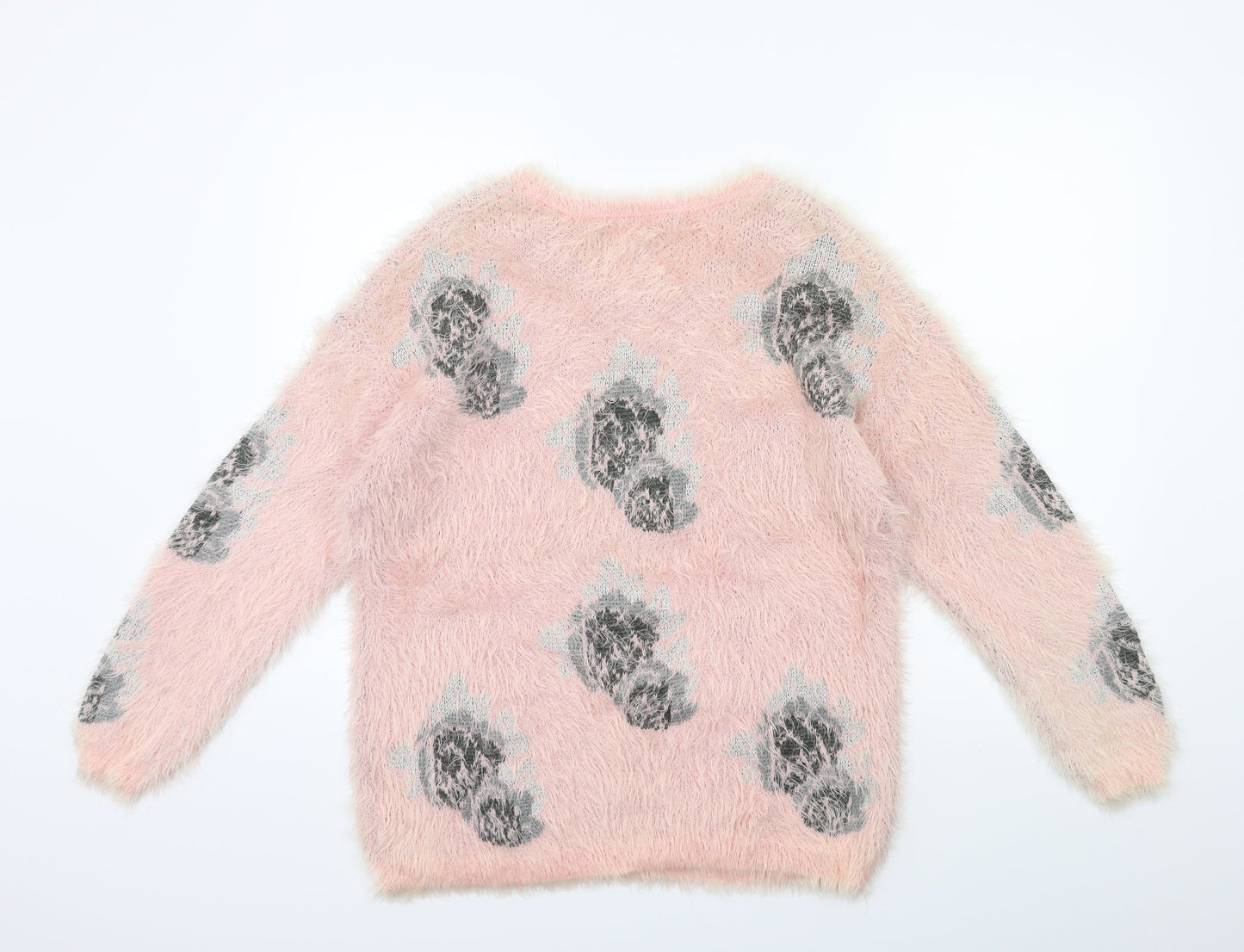 Originals Knitwear Womens Pink Floral Knit Pullover Jumper Size M