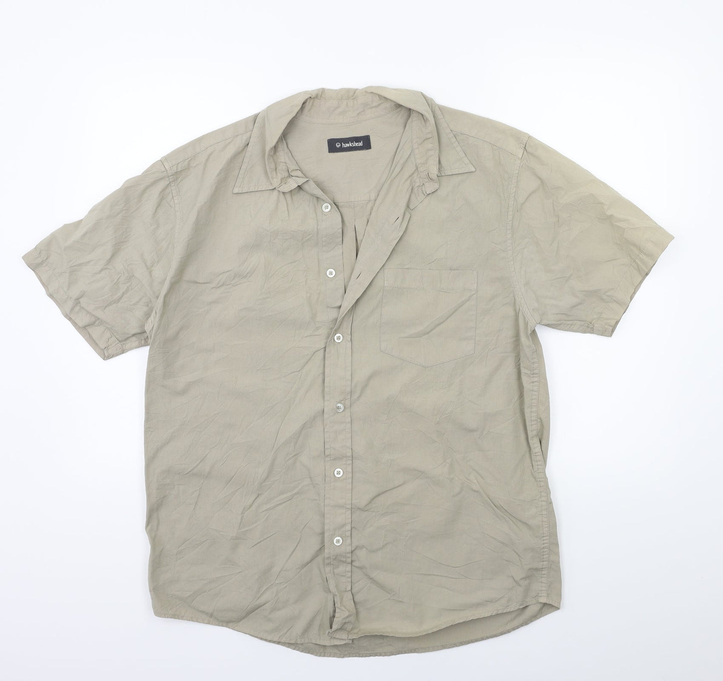 Mens UK Size M Hawkshead Brown  Button-Up Short Sleeve Casual Shirt