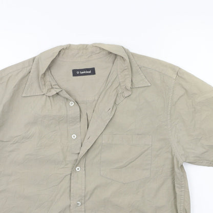 Mens UK Size M Hawkshead Brown  Button-Up Short Sleeve Casual Shirt