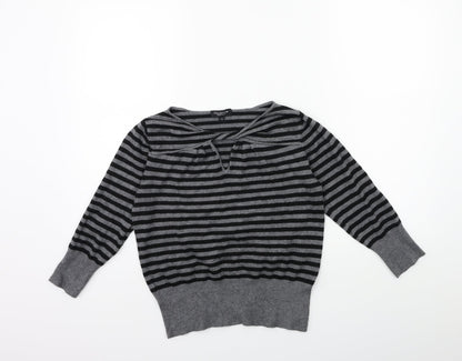 Debenhams Womens Grey Striped Knit Pullover Jumper Size 12
