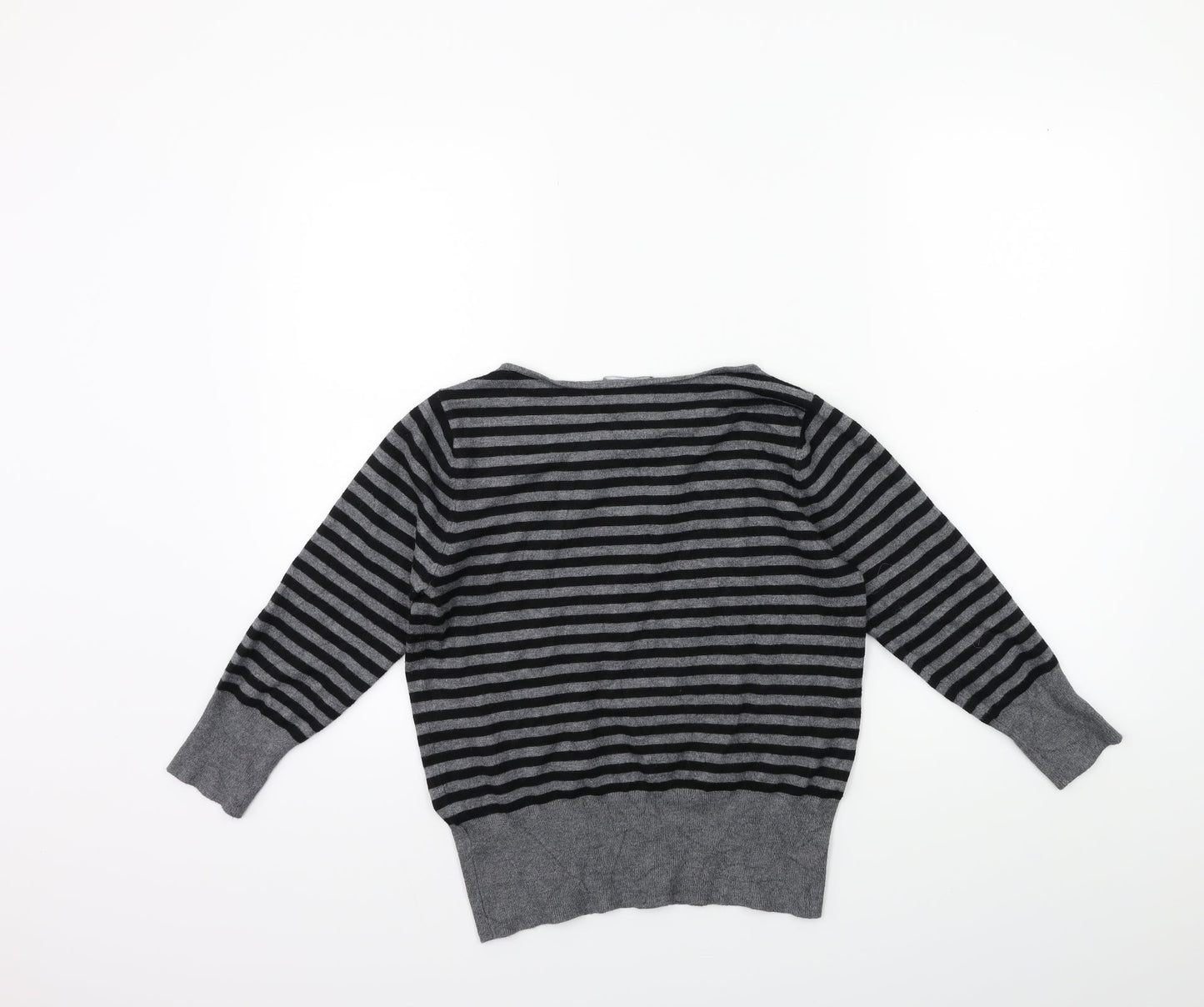 Debenhams Womens Grey Striped Knit Pullover Jumper Size 12