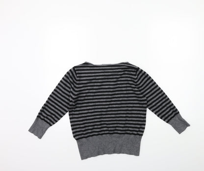 Debenhams Womens Grey Striped Knit Pullover Jumper Size 12