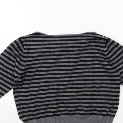 Debenhams Womens Grey Striped Knit Pullover Jumper Size 12
