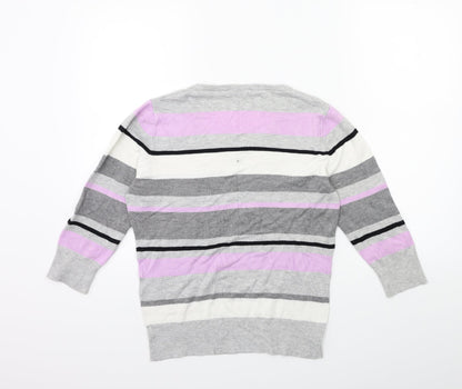 GREY Womens Green Striped Knit Tunic Jumper Size 14