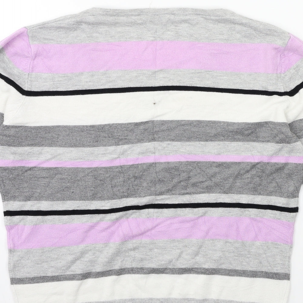 GREY Womens Green Striped Knit Tunic Jumper Size 14