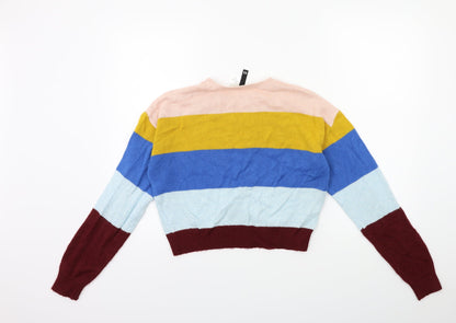 H&M Womens Blue Striped Knit Pullover Jumper Size XS