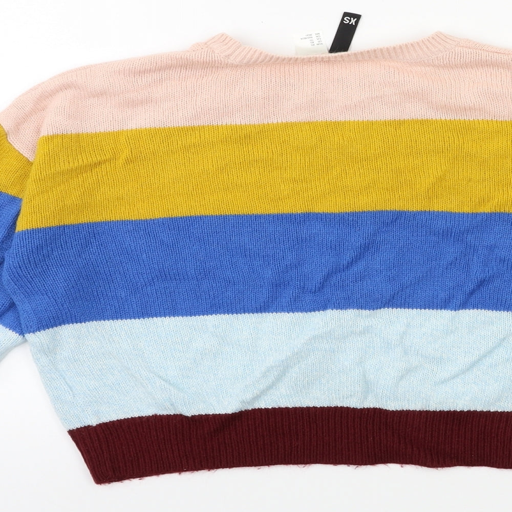 H&M Womens Blue Striped Knit Pullover Jumper Size XS