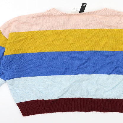 H&M Womens Blue Striped Knit Pullover Jumper Size XS