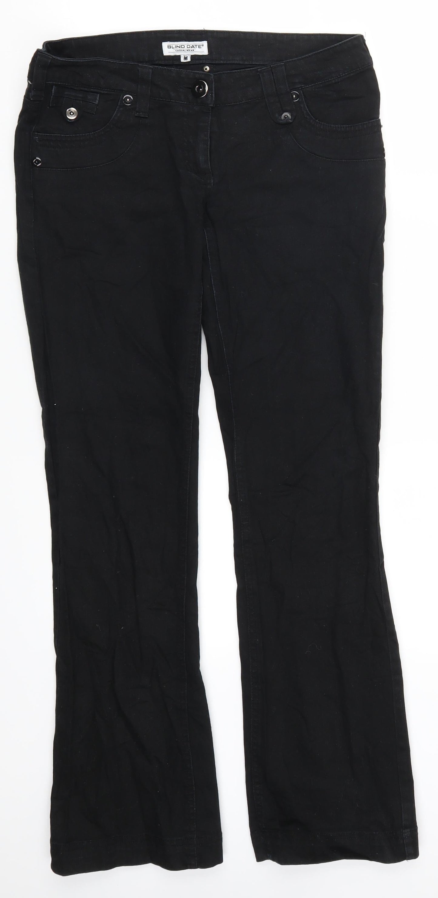 Womens UK Size M Blind Date Regular Fit Straight Black Jeans
