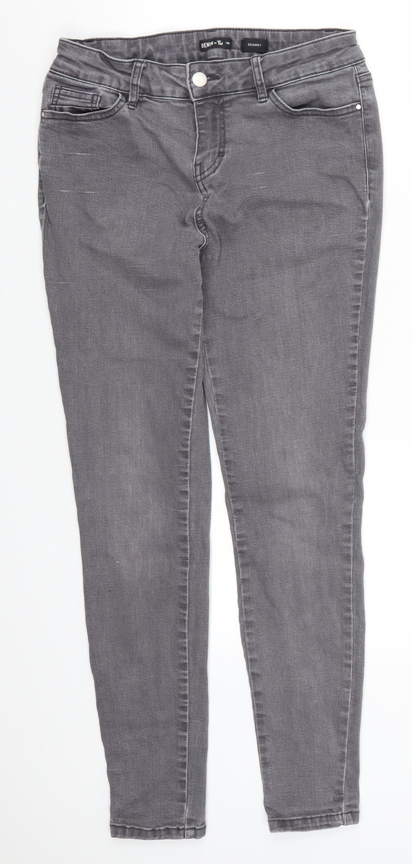 TU Womens Grey  Denim Skinny Jeans Size 10 L26 in