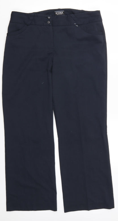 Icona Womens Blue   Trousers  Size 16 L29.5 in