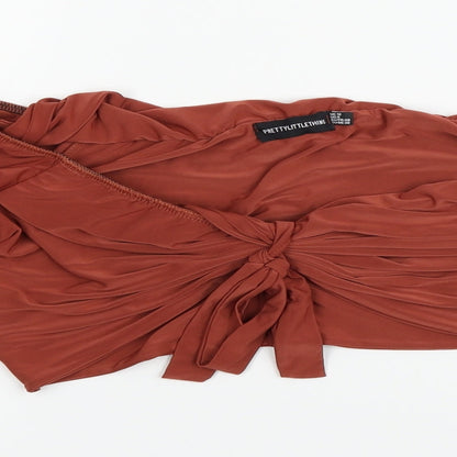 Womens UK Size 12 PRETTYLITTLETHING Red Basic Blouse