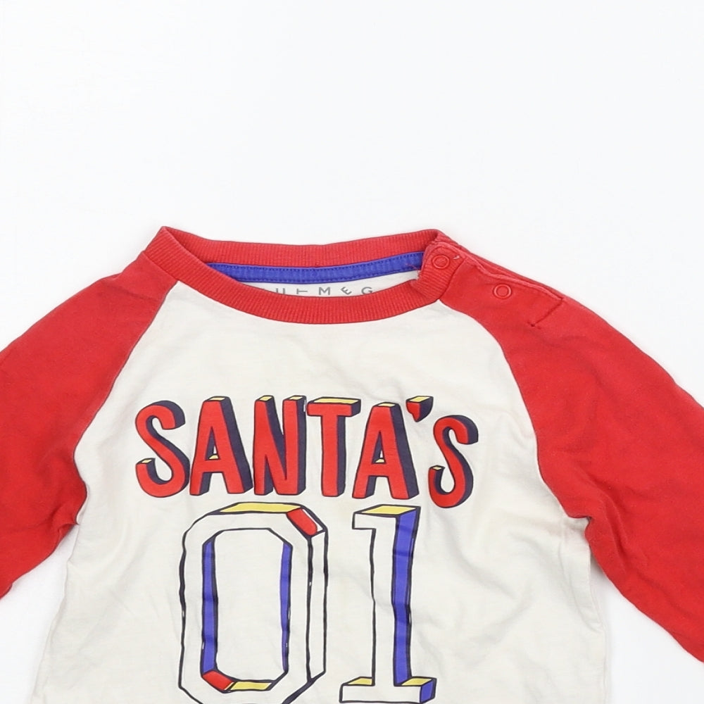 Nutmeg Boys Red   Basic T-Shirt Size 12-18 Months  - santa