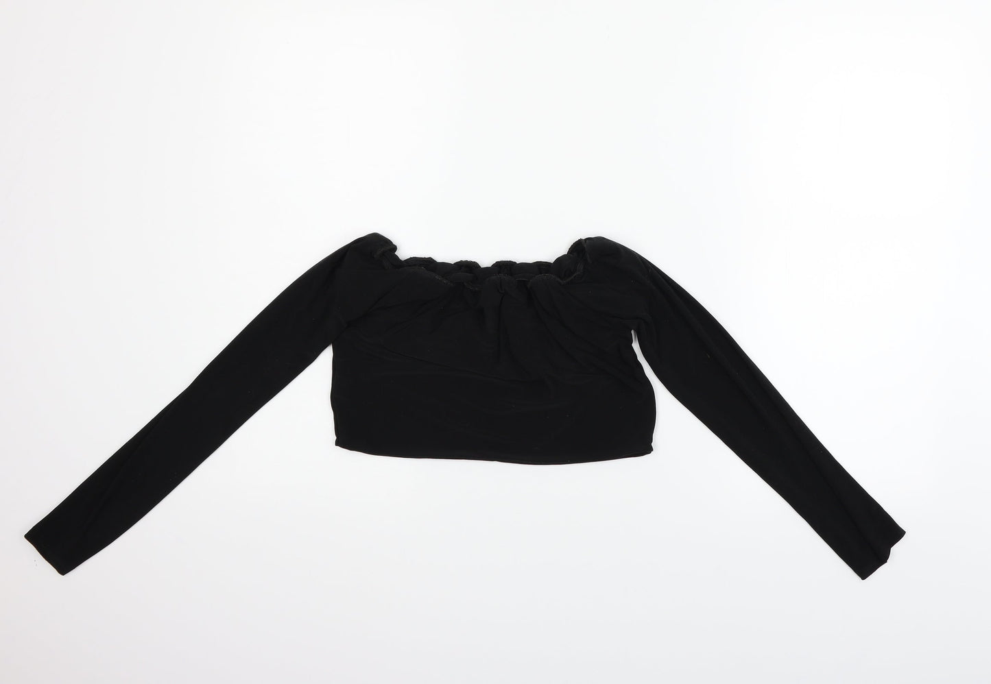 Womens UK Size 12 PRETTYLITTLETHING Black Basic Blouse