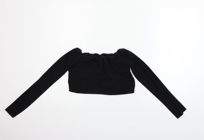 Womens UK Size 12 PRETTYLITTLETHING Black Basic Blouse