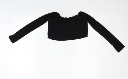 Womens UK Size 12 PRETTYLITTLETHING Black Basic Blouse