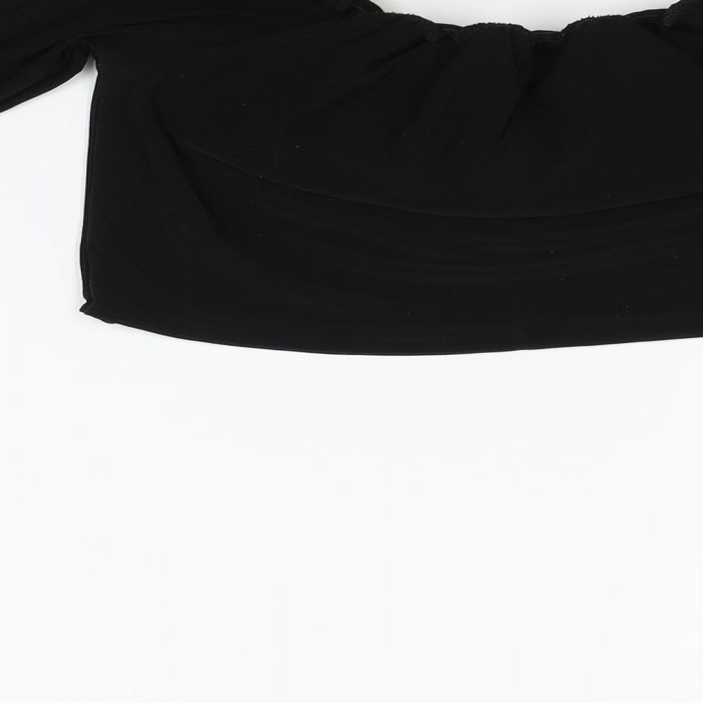 Womens UK Size 12 PRETTYLITTLETHING Black Basic Blouse