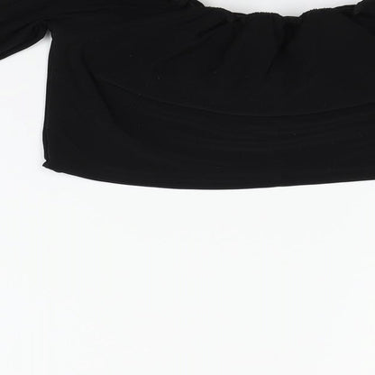 Womens UK Size 12 PRETTYLITTLETHING Black Basic Blouse