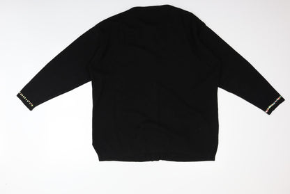 Missley Womens Black Striped  Cardigan Jumper One Size