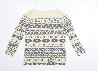 eVIE Womens Beige Geometric  Pullover Jumper Size 8