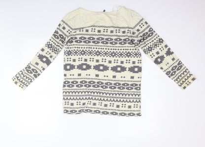eVIE Womens Beige Geometric  Pullover Jumper Size 8