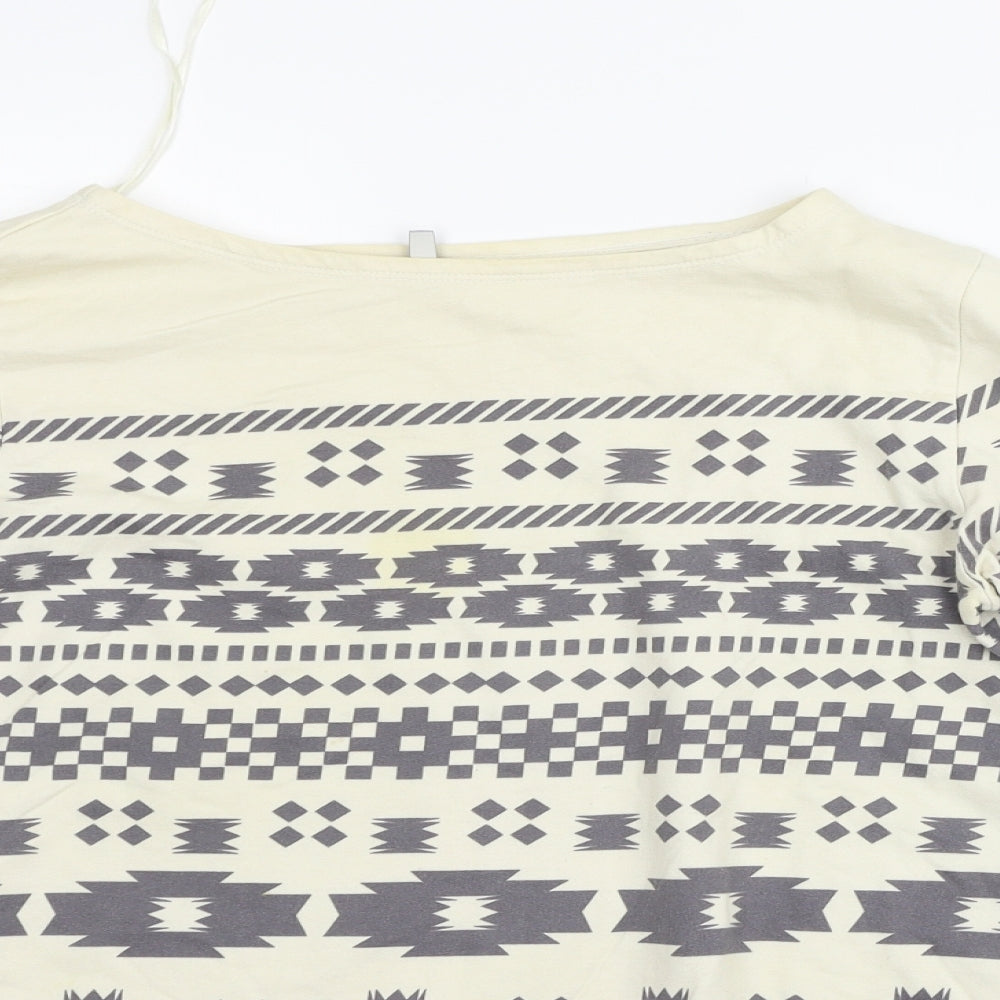 eVIE Womens Beige Geometric  Pullover Jumper Size 8