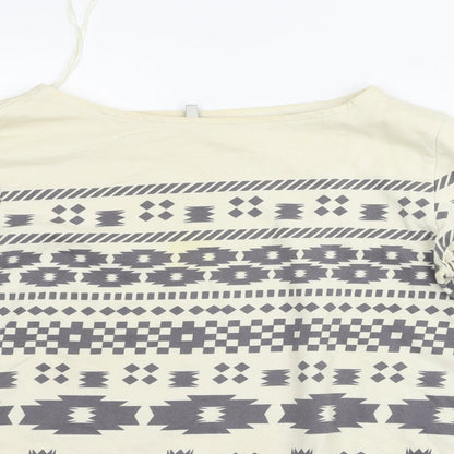 eVIE Womens Beige Geometric  Pullover Jumper Size 8