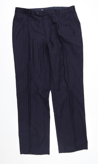 Punjab House Mens Blue Striped  Trousers  Size 36 in L31 in