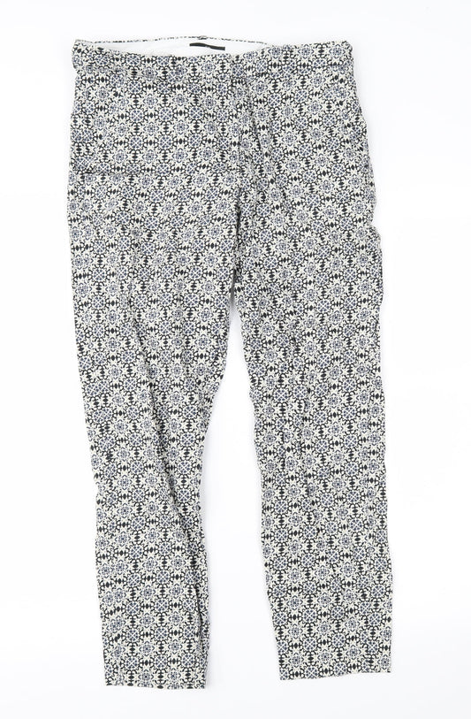 Womens UK Size 30 in H&M Regular Fit Cropped Black Trousers