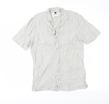 Mens UK Size M Topman Grey  Button-Up Short Sleeve Casual Shirt