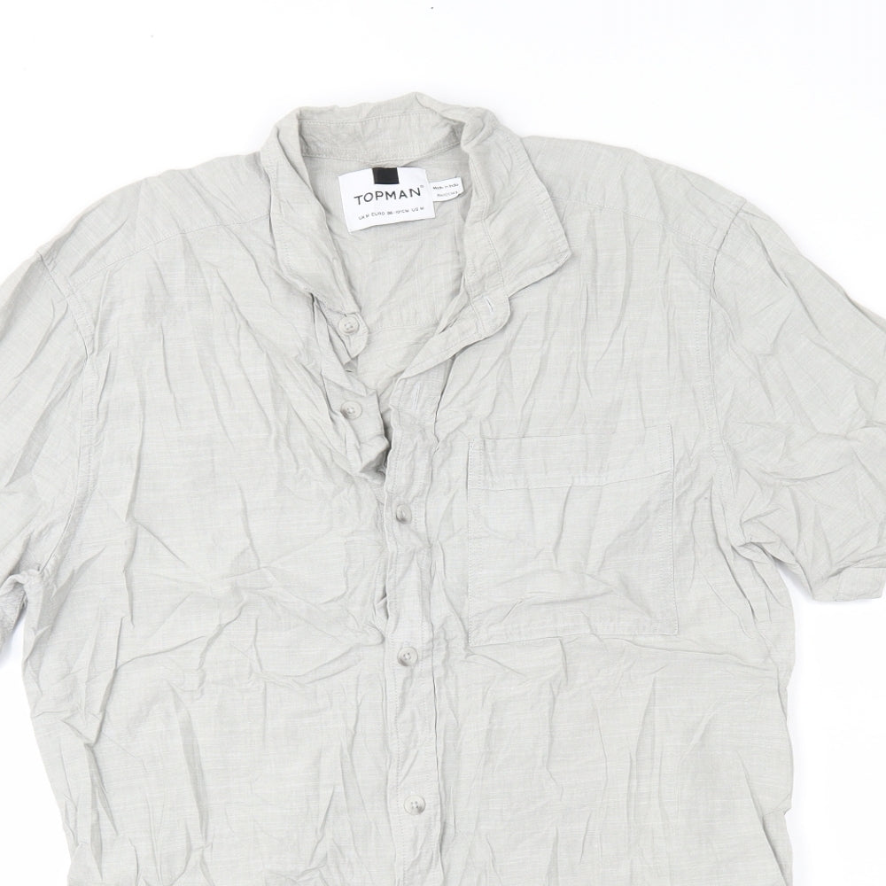 Mens UK Size M Topman Grey  Button-Up Short Sleeve Casual Shirt